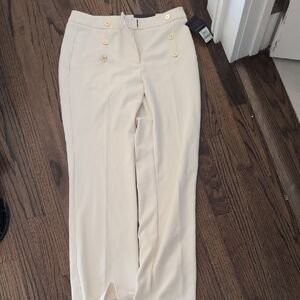Nine West Cream Pants with Gold Buttons